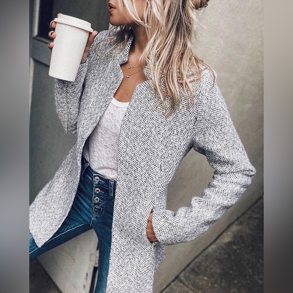 Vici - Tayshia Pocketed Coat- Heather Grey Size M